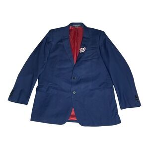 Indochino Navy Blazer Mens Washington Nationals "W" Logo Wool Custom Blazer 40R